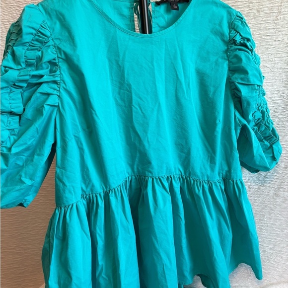 Marc New York Tops - Marc New YorkTeal Ruffled Sleeve Blouse